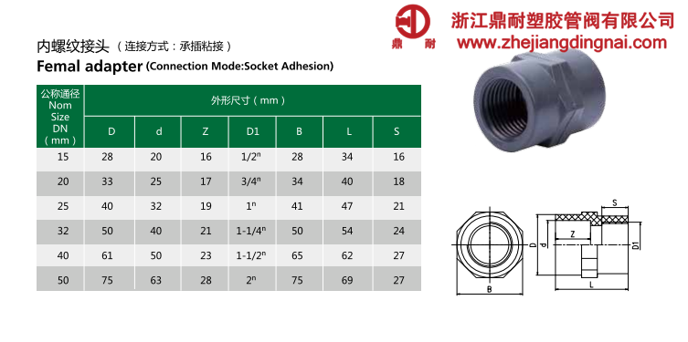 UPVC 内丝接头