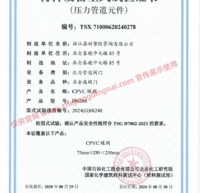 CPVC 蝶阀 特种设备型式试验证书